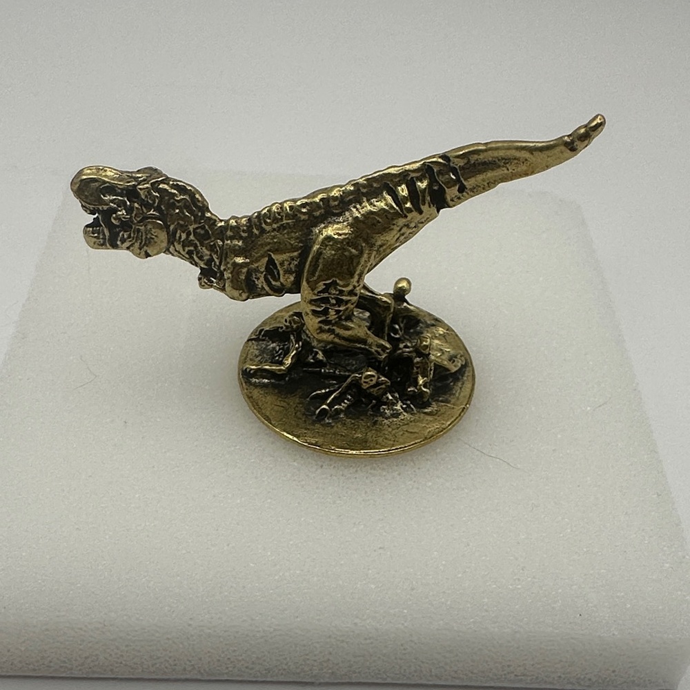 Brass T-Rex Miniature Figurine for Dinosaur Enthusiasts